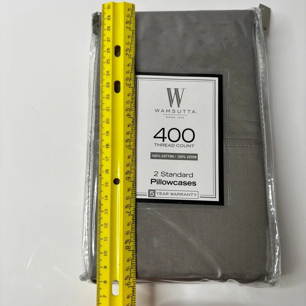 Wamsutta 400 Thread Count 100%‎ Cotton 2 Standard Pillowcases Gray Sateen Weave